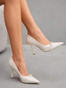 CUCCOO SZL Women's Fashion White Pointed Toe Stiletto High Heel Pumps, Suitable For Commuting, Dating, Party, Wedding, Vacation