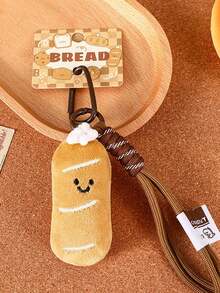 Lindo set de encantos de peluche en forma de pan y llavero de rosquilla con correa - Regalo de juguete de peluche de comida kawaii para decorar bolsos, mochilas y carteras