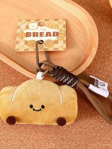 Lindo set de encantos de peluche en forma de pan y llavero de rosquilla con correa - Regalo de juguete de peluche de comida kawaii para decorar bolsos, mochilas y carteras