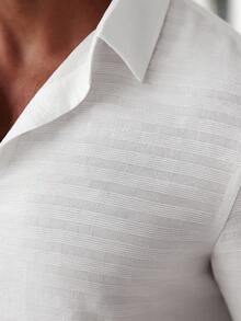 Manfinity Homme Men's Solid Color Jacquard Plaid Business Casual Long Sleeve Shirt Men Textured Shirt Men White Linen Shirt Men White Casual Shirts Men Summer Dress Shirt, Fall Men S Summer Dress Shirt Men S Textured Shirt