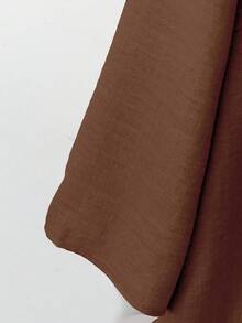 Linhara Bộ đồ công sở thường ngày 2 món cho nữ cỡ lớn Áo cổ chữ V tay 3/4 + Quần ống đứng - Cà phê nâu - Xem 4