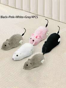 2pcs Wind-Up Spring Plush Toy, Realistic Fake Mouse Can Run, Random Colors Of Cats&Dogs Pets Toys - 彩色 - 查看 11