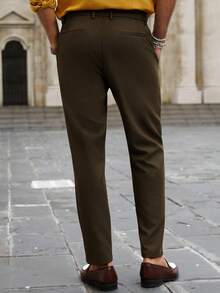 Manfinity Bizformal Men's Fashionable Versatile Solid Color Tapered Suit Pants Baggy Curious George