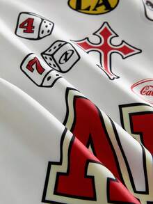 AXEPEAK Men's Casual Letter Pattern Button-Up Long Sleeve Shirt, Autumn