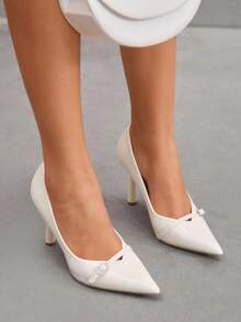 CUCCOO SZL Women's Fashion White Pointed Toe Stiletto High Heel Pumps, Suitable For Commuting, Dating, Party, Wedding, Vacation