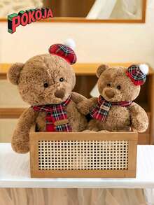 1 件可爱贝克熊毛绒玩具柔软抱枕公仔卡通厨师填充动物房间装饰生日礼物可爱家居装饰 - 彩色 - 查看 1