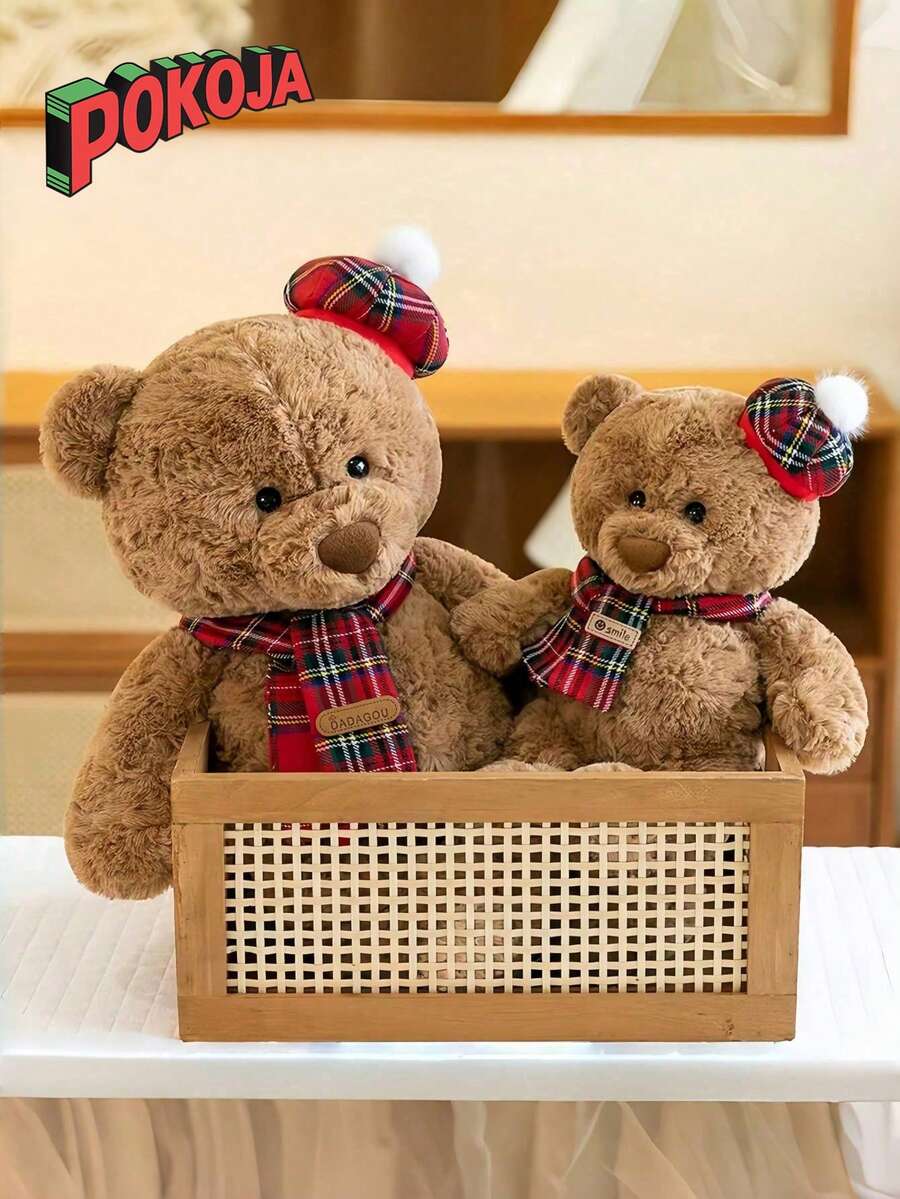 1 件可爱贝克熊毛绒玩具柔软抱枕公仔卡通厨师填充动物房间装饰生日礼物可爱家居装饰 - 彩色 - 查看 1