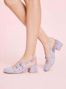 CUCCOO DOLLMOD Sepatu hak tinggi platform Mary Jane dengan tali gesper warna ungu, cocok untuk Halloween dan Natal. - Purple - View 4