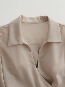 Franclia Elegant Fashion Shiny Fabric Top And Pleated Midi Skirt 2 Pieces Set, Suitable For Autumn/Winter - Multicolor - View 6