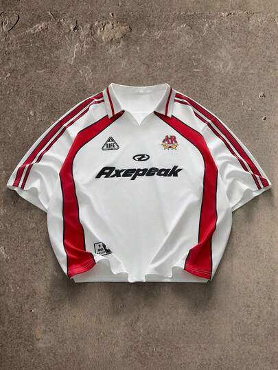  AXEPEAK 休闲运动衫宽松短袖 Polo 衫，大码男式