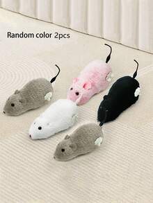 2pcs Wind-Up Spring Plush Toy, Realistic Fake Mouse Can Run, Random Colors Of Cats&Dogs Pets Toys - 彩色 - 查看 12