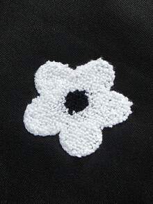 Manfinity EMRG 2 件套男士花卉 3D 刺绣 Y2K 风格宽松套头运动衫和运动裤，秋冬装 - 黑色 - 查看 5