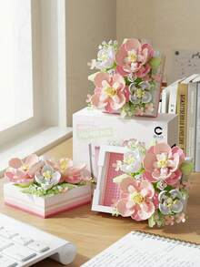 1pc Flowers Bouquet Building Blocks With Stand Holder And Surprise Box - Perfect For 14+ Adult Home Decor, Valentine's Day, Birthday Gifts,Gift For Lover Friends,Family - Multicolor - View 5