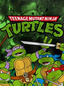 TEENAGE MUTANT NINJA TURTLES | SHEIN 男士休闲时尚街头卡通乌龟和字母扎染印花宽松 T 恤，夏季 - 白色 - 查看 3