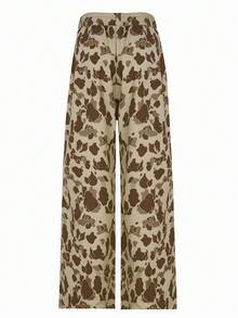 Rovax 休闲街头风格宽松抽绳直筒裤，豹纹迷彩印花长裤 - 彩色 - 查看 2