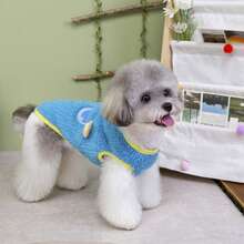 PETSIN Sweetheart Velvet Pet Vest – Cute Plush Jacket With Adorable Animal Embroidery, Traction Buckle Design, And Full-Body Comfort For Small Dogs, Cats, Puppies, Ideal For Playtime Or Casual Walks