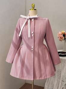 Sweetra Plus Size Women Elegancki design Kontrastowy kolor Patchwork Wysokiej jakości dwustronna wełniana tkanina Zapięcie na guziki Kołnierz stójka Dół w kształcie litery A Jesień/Zima Nowość, Nadaje się na powrót do szkoły, imprezę, wieczorne wyjście, Uniwersalny modny design Długi wełniany płaszcz