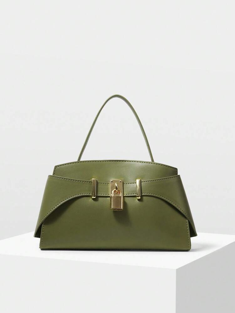PU LEATHER IRONMONGERY TOP HANDLE BAG