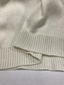 SHEIN LUNE 女士纯色V领长袖休闲宽松针织毛衣，秋冬 - 白色 - 查看 6