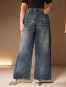 Anewsta Blue Flare Leg Pants, Elegant, Chic, Stylish, Suitable For Fall, Winter, New Year, Christmas, Going Out - Blue - View 2