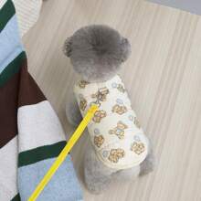PETSIN 秋冬加厚宠物夹克和背心 - 适合小型犬、猫和小动物的防风保暖外套 | 舒适的室内/室外服装，适合日常休闲穿着 - 米色 - 查看 3