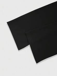 ROMWE MEN Street Life Men's Casual Slogan Virgin Mary Print Round Neck Long Sleeve Loose T-Shirt, Autumn - Black - View 4