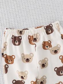 Cozy Pixies 2 Stücke/Set Baby Jungen/Mädchen Cartoon Bär Pullover Sweatshirt und Jogginghose Set, bequem, vielseitig, modisch, lässig, geeignet für Innen, Außen, Alltag, Sport, Spiel, Party, Feiertage, Herbst/Winter