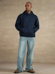 STYNVO sweat-shirt à capuche casual pour hommes avec poche brodée, sweat-shirt à capuche bleu marine, sweat-shirt à capuche pour homme, pour l'automne - Noir - Voir 3