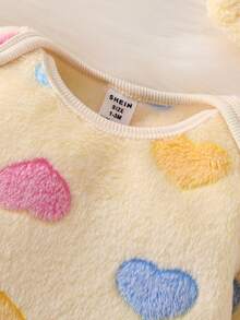 3 件套女婴可爱波尔卡圆点羊毛长袖连体衣（含裤子和头带）套装，家居服 - 彩色 - 查看 3