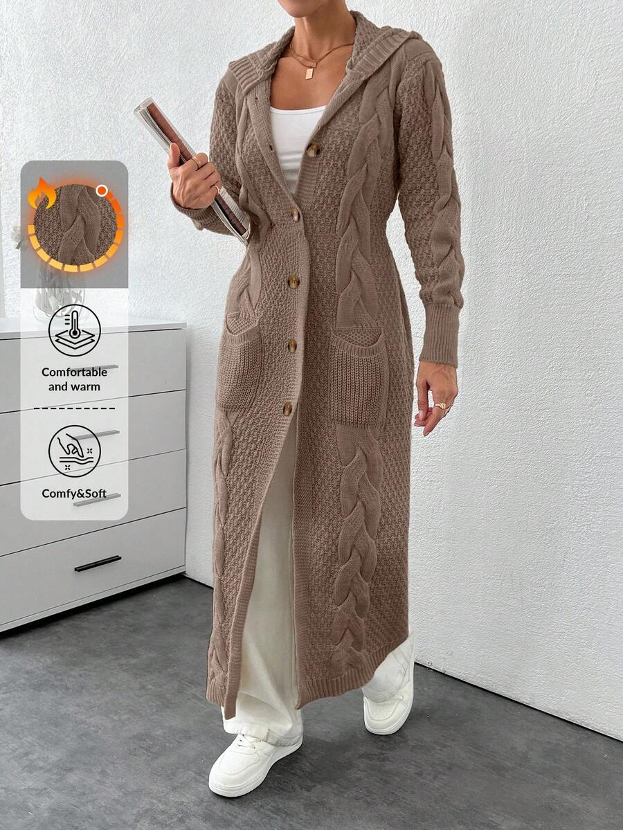 EURMUSE Cardigan With Detail And Long Special Button Detail+ 480 - Brown - View 1
