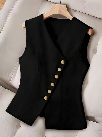 GlowEve CURVE Plus Size Casual/Office Solid Color Suit Vest