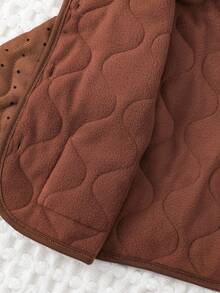 SHEIN Chaqueta de manga larga con estampado de lunares linda para bebé/niña pequeña - Marrón - Ver 3