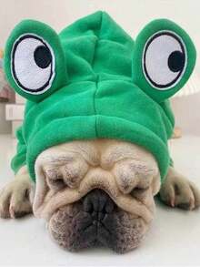 PETSIN 1pc Frog Green Pet Warm And Anti Falling Hoodie Winter Edition COS Animal Warm Pet Clothes - Green - View 5