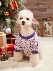 PETSIN 1 件浅紫色豹纹抓绒宠物服，保暖宠物衣服（不含 - 彩色 - 查看 3