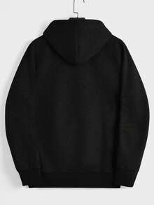 EURMUSE Cotton Men Zip Up Drawstring Thermal Lined Hoodie Without Tee - Black - View 2