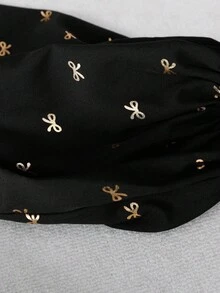 SHEIN LUNE Vestido casual de mujer con lámina de oro para fiestas, atuendo básico para uso diario y salidas en otoño/invierno, vestido mini de manga larga - Negro y oro - Ver 11