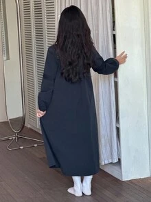 DAZY Camisón de niña preadolescente de unicolor con ribete de encaje