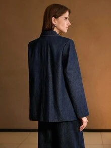 MOTF 结构感双排扣牛仔夹克