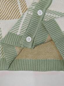 Souflis Souflis 秋冬款男童时尚格纹提花针织毛衣外套和裤子套装