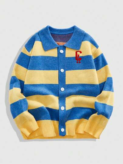 Street Life Men's Contrast Color Jacquard Knit Cardigan
