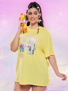 My Little Pony X SHEIN Áo thun tay ngắn in hình ngựa con dễ thương cỡ lớn, thường ngày mùa hè - Màu vàng - Xem 4