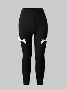 3件套女童休闲纯色针织打底裤，粉色、玫红色和黑色，夏季 - 彩色 - 查看 3