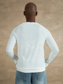 STYNVO Maglietta a maniche lunghe casual da uomo a tinta unita con costine, adatta per estate e autunno