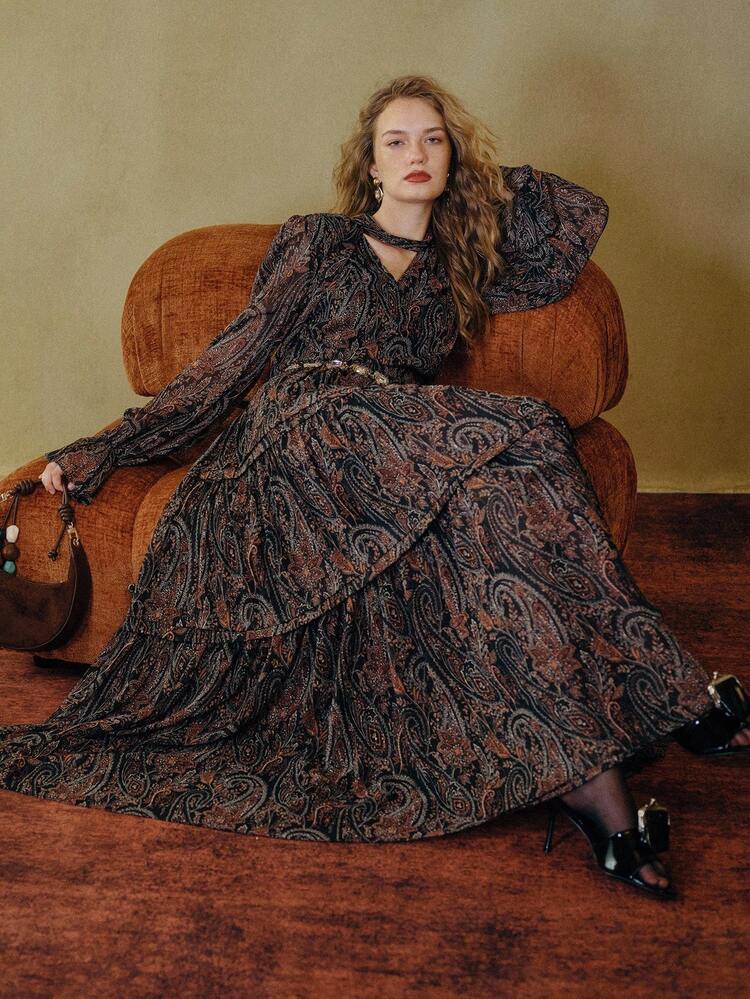 MOTF STUDIO LIGHTWEIGHT PAISLEY PRINT DRESS