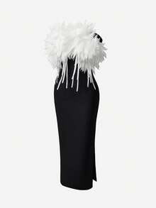 Nuvra Đầm dự tiệc hở lưng màu trơn dáng dài vừa phải cho nữ - màu đen - Xem 14