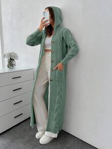 EURMUSE Cardigan With Detail And Long Special Button Detail+ 480 - Mint Green - View 2