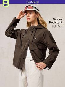 OutZeal 女式防水侧袋连帽户外夹克徒步露营