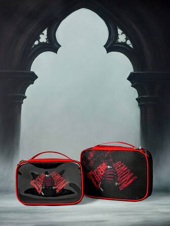 Friday the 13th X ROMWE Letter Graphic Large Capacity Portable Travel Organizer Bag & Makeup Bag