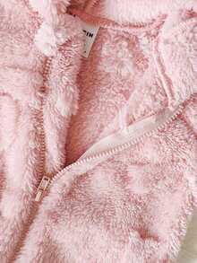 Vintaside Kids 新生儿简约时尚可爱波尔卡圆点长袖连帽羊毛连体睡衣 - 紅色 - 查看 6