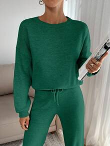 RueChic ÁO LEN MỀM MẠI CHO NỮ VÀ QUẦN LEN Hai Mảnh TRANG PHỤC MÁT MẺ - màu xanh lá - Xem 7